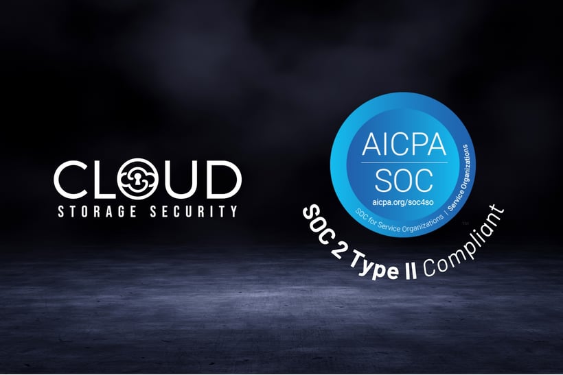 Image of Logo and Text that Reads Cloud Storage Security Meets SOC 2 Type II 